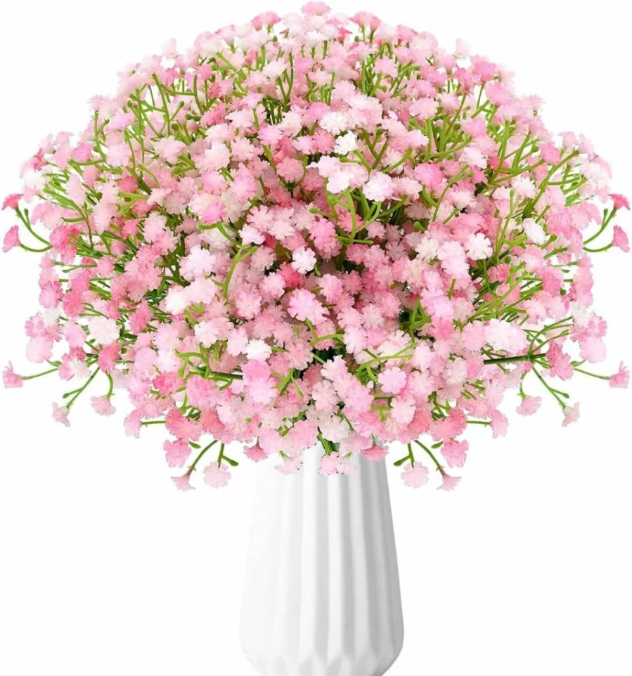 Veneloo 24Pcs Real Touch Artificial Baby's Breath Flowers, White Faux Gypsophila Bulk for Wedding Bouquet, DIY Arrangement, Party & Home Decor