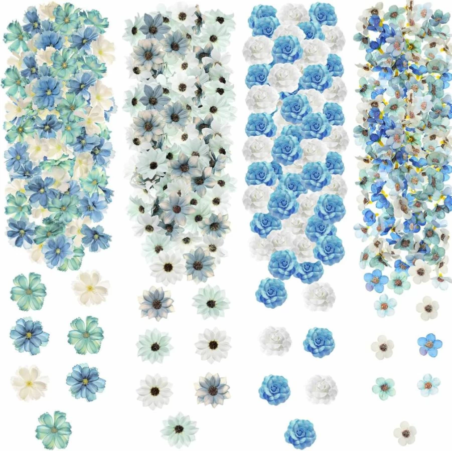 Cindeer 217 Pcs Mini Artificial Flowers for Crafts - Small Silk Rose Daisy Faux Flower Heads in Charming Colors (2-4cm) for Wedding, Summer Decor, DIY Art Projects