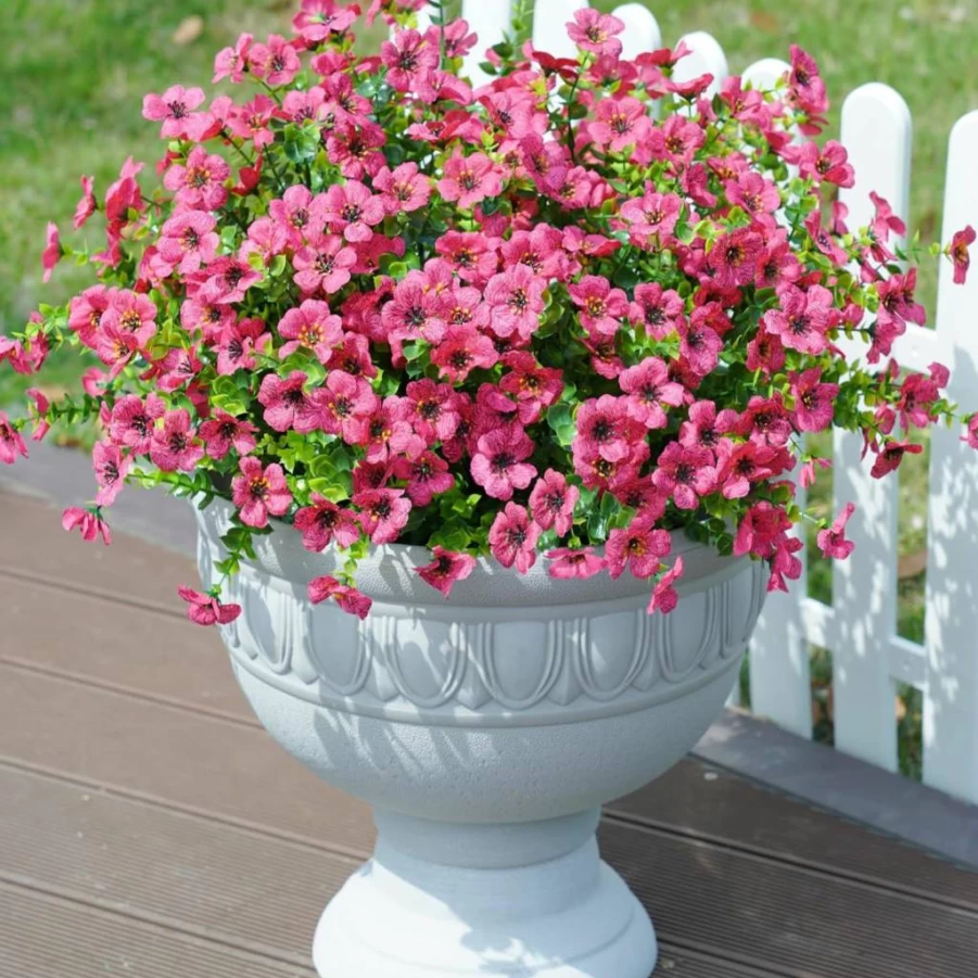Florisso 12 Bundles UV Resistant Artificial Daisy Flowers for Outdoor Decor, Faux Silk Plants for Porch, Patio, Window Box & Yard, Realistic Spring Summer Fake Flowers
