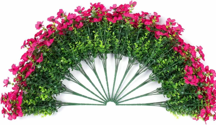 Florisso 12 Bundles UV Resistant Artificial Daisy Flowers for Outdoor Decor, Faux Silk Plants for Porch, Patio, Window Box & Yard, Realistic Spring Summer Fake Flowers