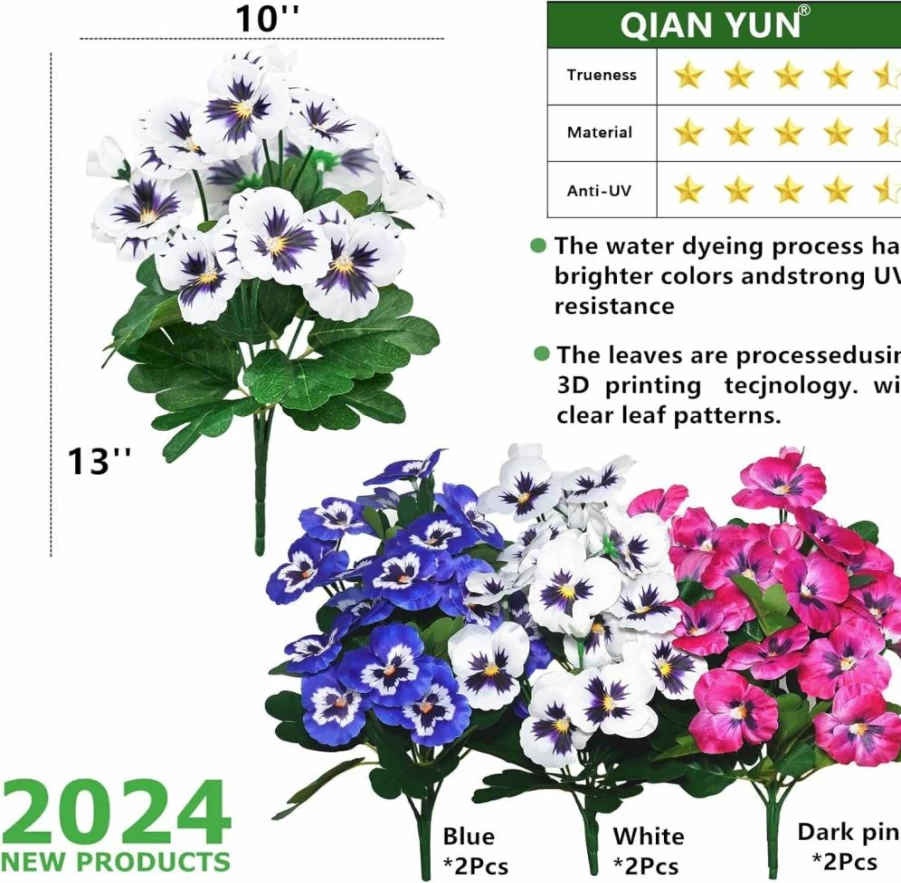 QIANYUN 2Pcs 19" Realistic Artificial Red Geranium Flowers UV Resistant for Indoor Outdoor Wedding Table Centerpieces Garden Kitchen Decor