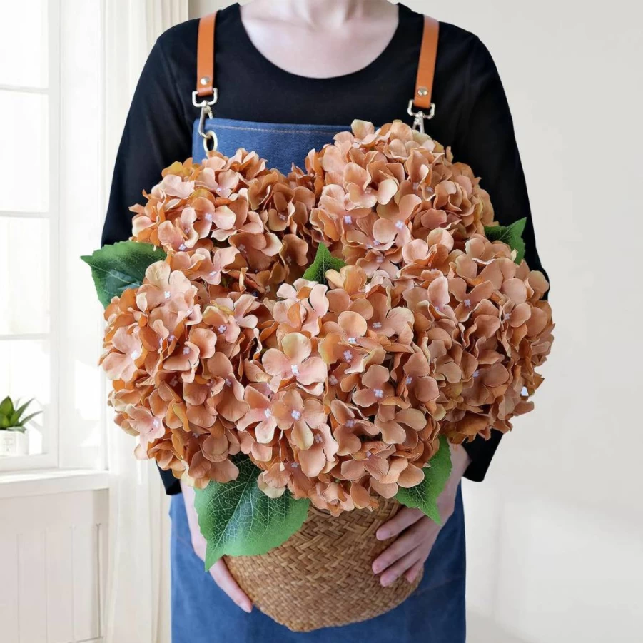 JINWOE 20Inch Artificial Hydrangea Flowers, 5Pcs Realistic Silk Fake Flowers for Bouquet, Wedding, Home Decor, Indoor Outdoor Spring Centerpieces