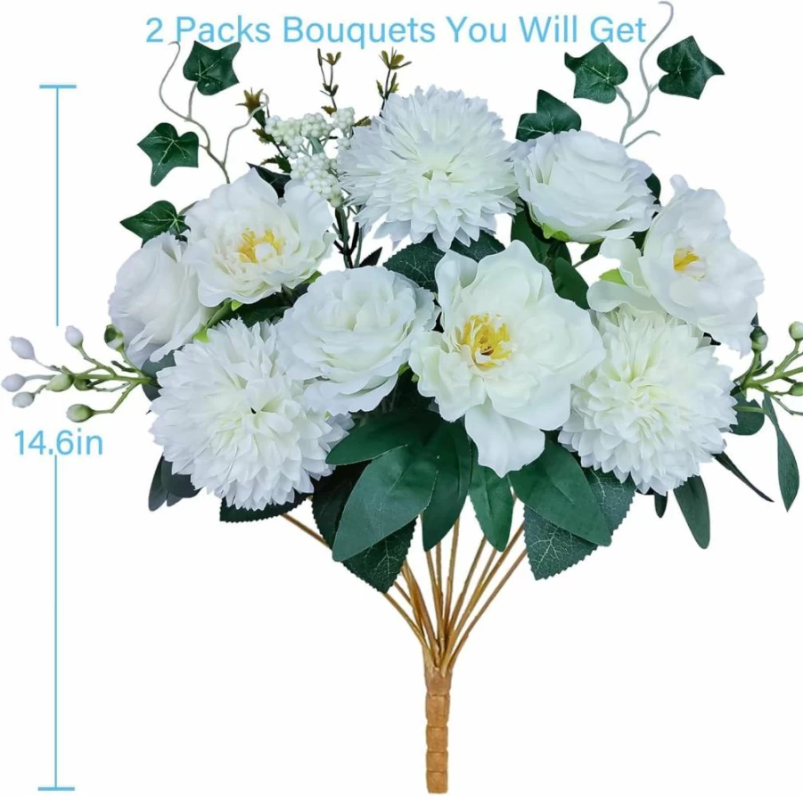 LA.PONEE Premium Burgundy Silk Wedding Bouquet - Artificial Silk Flowers for Bridal Bouquets, Centerpieces, Home Decor, Baby Showers, and Special Events
