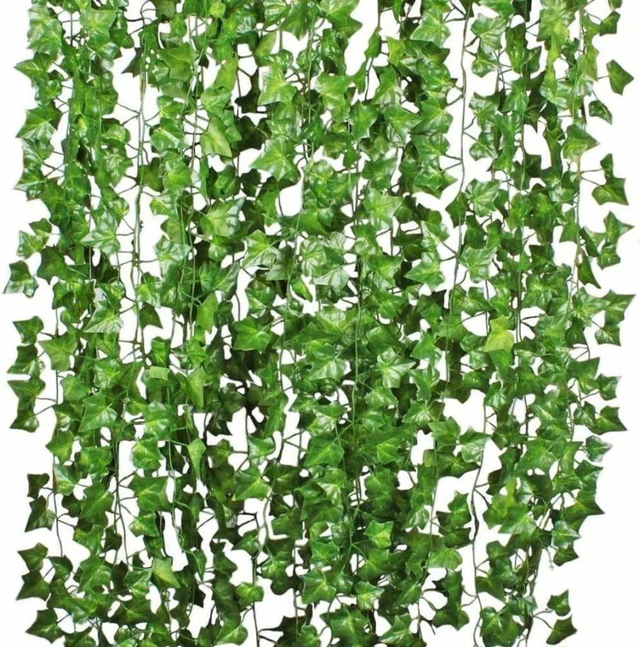 DearHouse 12 Strands 84FT Artificial Ivy Vine, Fake Hanging Plants for Home, Kitchen, Garden, Office, Wedding Wall Decor, Green Foliage Garland