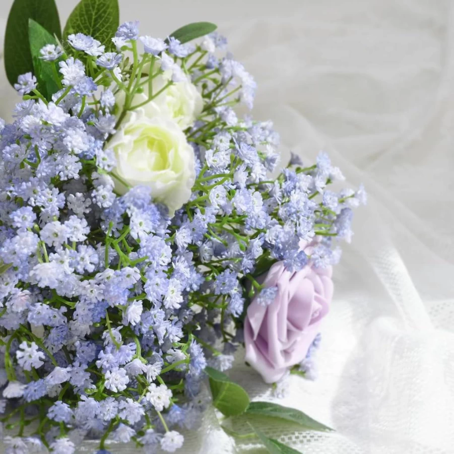 Yastouay 6Pcs Real Touch White Artificial Baby's Breath Flowers, Faux Gypsophila Bouquet for Wedding, Party, and Floral Decor