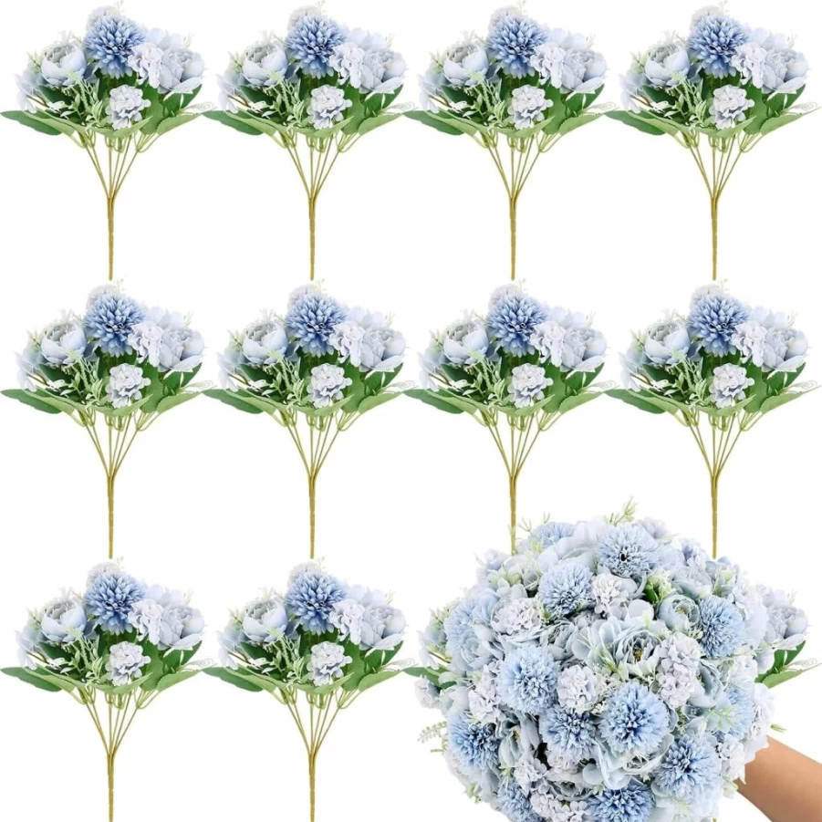 UIMSAO 12-Pack Pink Artificial Peony Flowers - Silk Fake Peony Bouquets for Wedding Centerpieces, Home Decor, Vase Arrangements, and Party Decorations