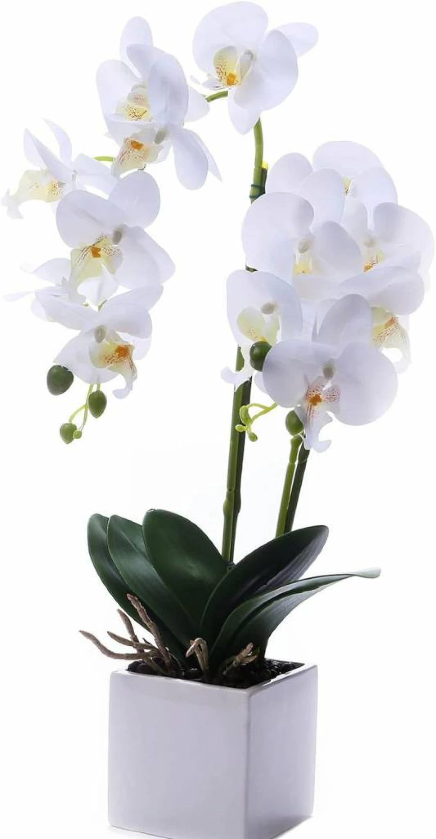 GXLMII Real Touch White Phalaenopsis Orchid Artificial Plant in Vase - Large Faux Orchids for Indoor Decor, Table Centerpieces, Home & Room Decoration