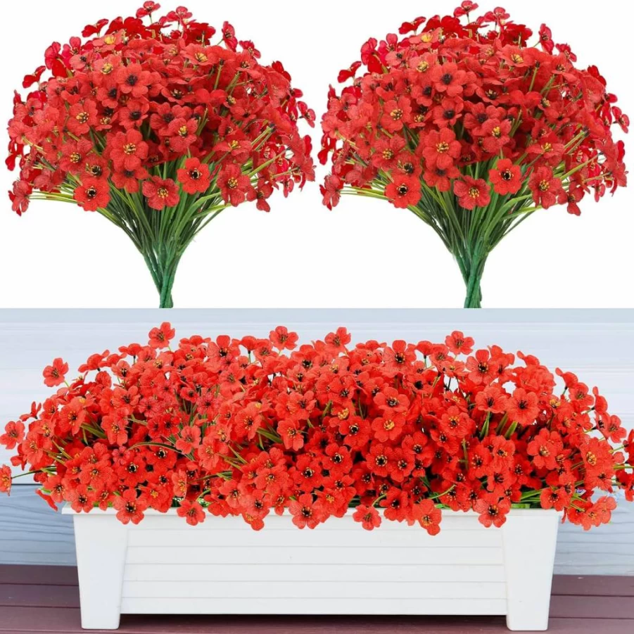 MERIXMAS 20 Bundles UV Resistant Artificial Daisy Flowers for Outdoor Decor, Faux Silk Plants for Garden, Patio, Porch, Home Box - Realistic & Colorful