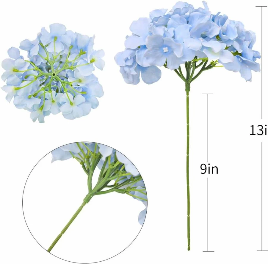 Tifuly 12-Pack Sky Blue Artificial Hydrangea Flowers with Stems - Realistic Silk Fake Hydrangea for Wedding, Home, Office, Party Decor DIY Floral Arrangements