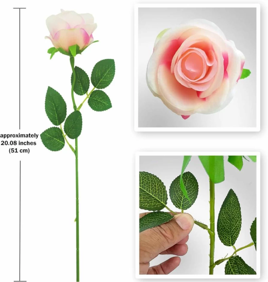 Lokediren 12Pcs Realistic Artificial Silk Roses - Long Stem Fake Rose Bouquets for Wedding, Home, Party Decor (Sapphire Blue)