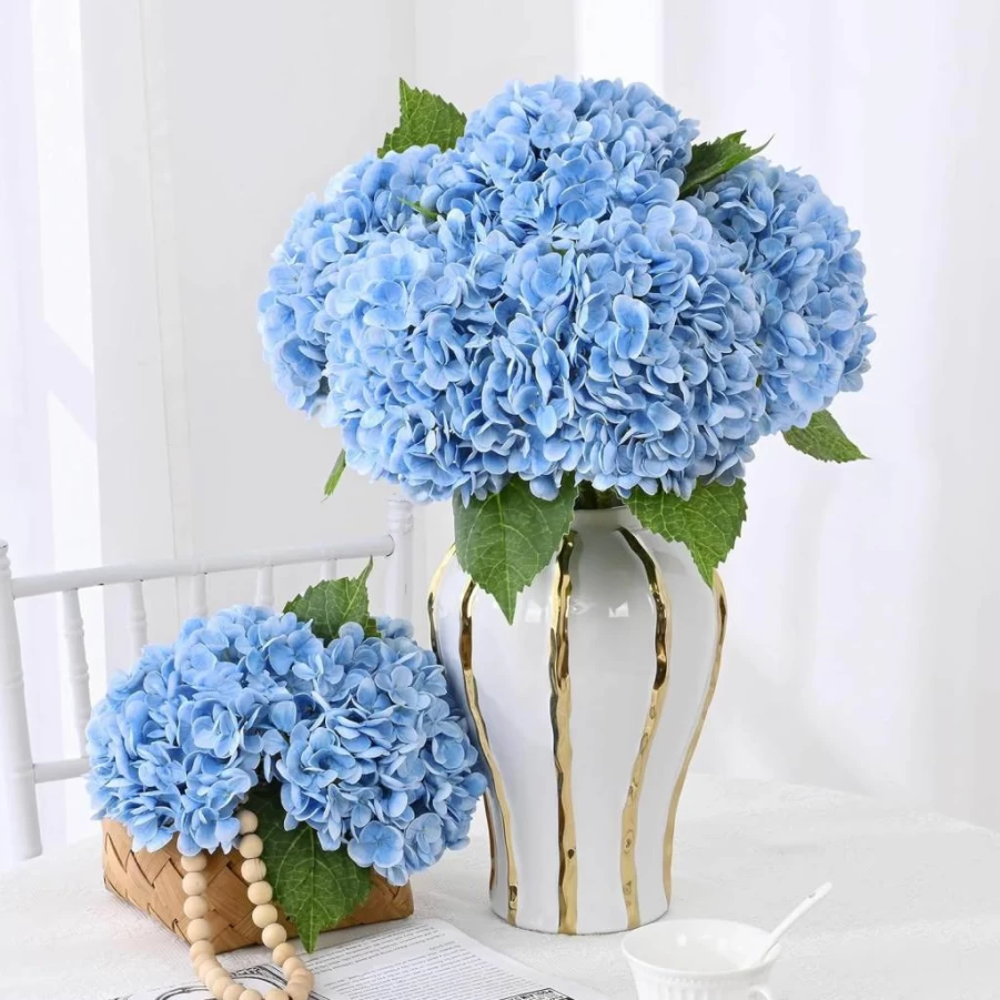 3 Pcs Yastouay 21" White Artificial Hydrangea Flowers - Real Touch Latex Faux Hydrangeas for Wedding Bouquets, Home Decor, Centerpieces, and Outdoor Arrangements