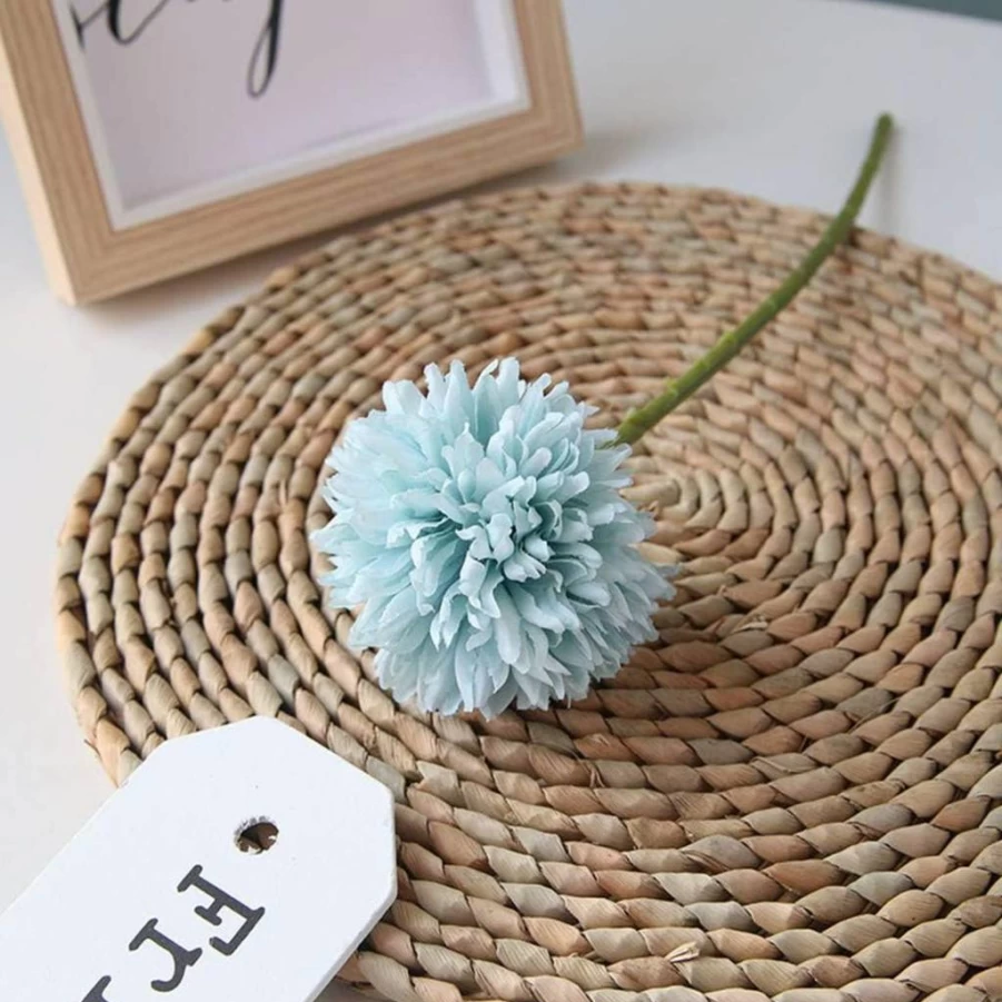 HoYuanFlo Artificial Chrysanthemum Ball Flowers Bouquet - 10Pcs Milk White Fake Flowers for Wedding, Home, Office, Coffee Shop Decor