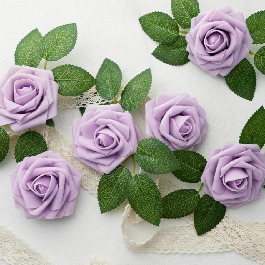Mocoosy 50Pcs Real Touch Artificial White Roses with Stems for DIY Wedding Bouquet, Bridal Shower, Centerpiece, and Home Decor - Ivory Faux Floral Arrangement Bulk