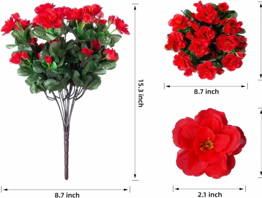 Ivydale Artificial Camellia Flowers - 3 Pack UV Resistant Faux Red Plants for Indoor Outdoor Decor, Christmas Winter Porch Patio Planter Garden Table