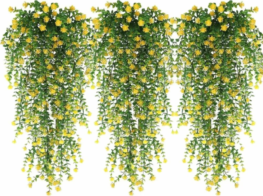 WEISPARK 4Pcs Artificial Eucalyptus Vine Garland - Fake Hanging Greenery for Indoor Outdoor Wall Decor, Wedding, Home, Party (White)