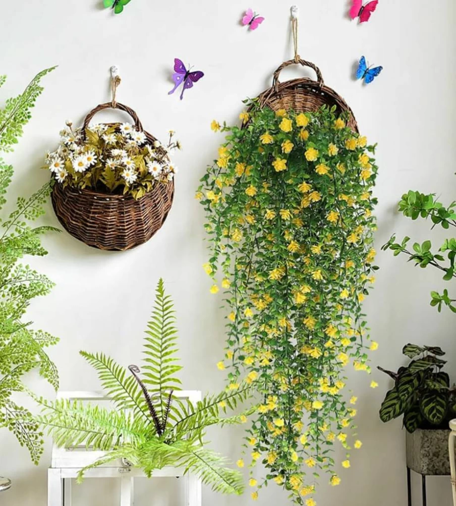 WEISPARK 4Pcs Artificial Eucalyptus Vine Garland - Fake Hanging Greenery for Indoor Outdoor Wall Decor, Wedding, Home, Party (White)