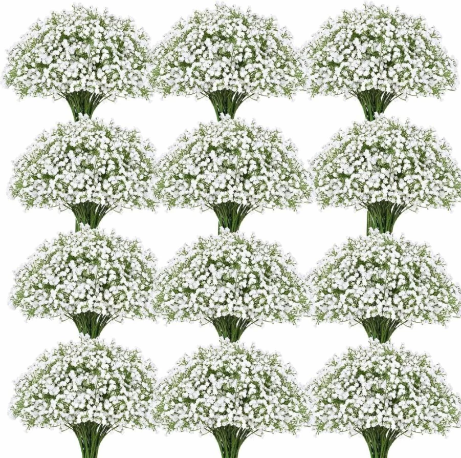 Waipfaru 30 Pcs Real Touch Artificial Baby's Breath Flowers, White Faux Gypsophila for Wedding Bouquets, Home Decor, and Floral Arrangements