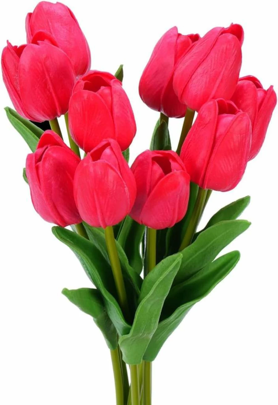 Beksodi 20Pcs Real Touch Artificial Tulips Flowers 13.5 Inch, Fake Tulips for Vase Floral Arrangements, Wedding Party Decor, Spring Mother's Day Easter Home Decor, White Latex Tulip Bulk Flowers