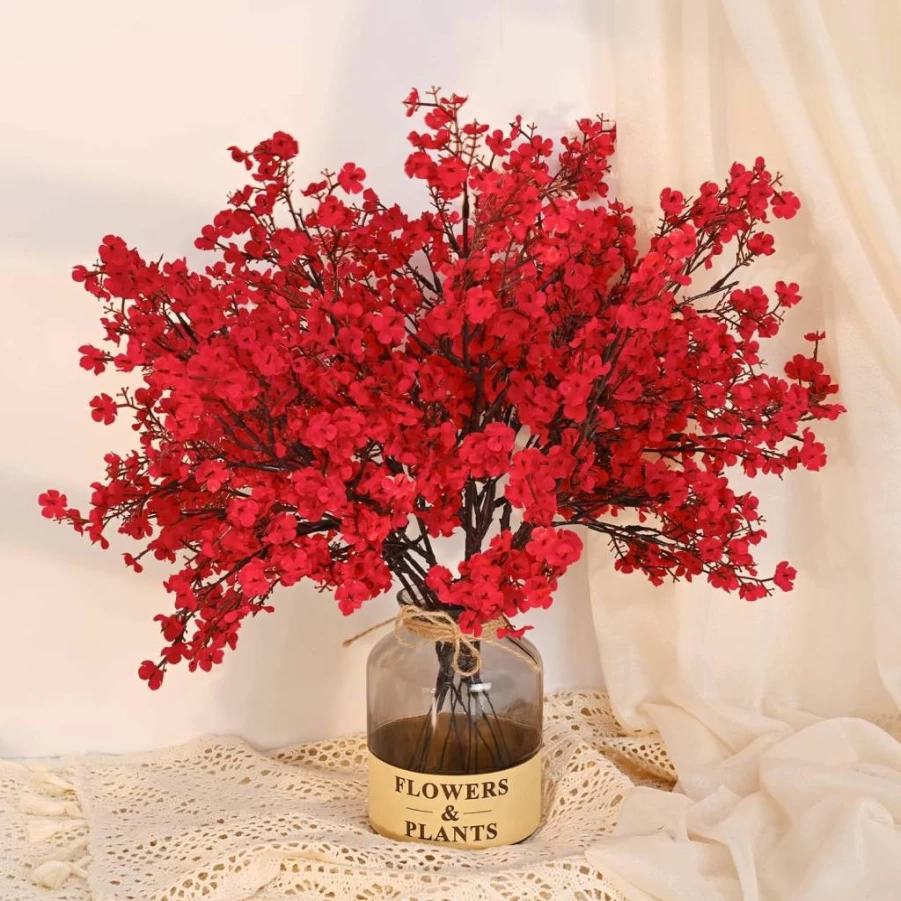 Yastouay 5-Pack Real Touch Artificial Baby's Breath Flowers, Silk Faux Champagne Floral Decor for Spring Arrangements & Home Decor