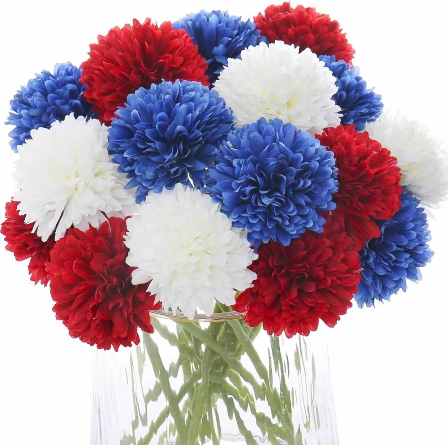 Kimura's Cabin 20Pcs Artificial White Chrysanthemum Flowers - Fake Silk Mum Balls for Wedding, Home Decor, Table Centerpieces, DIY Spring Party Decorations