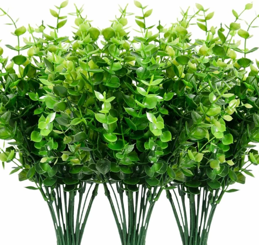 Leyaron Artificial Boxwood Plants - 9 Bundles, 63 Stems Faux Greenery for Indoor Outdoor Decor, Fade Resistant Fake Plastic Shrubs for Garden, Porch, Wedding, Office, Farmhouse, Patio, Window Box