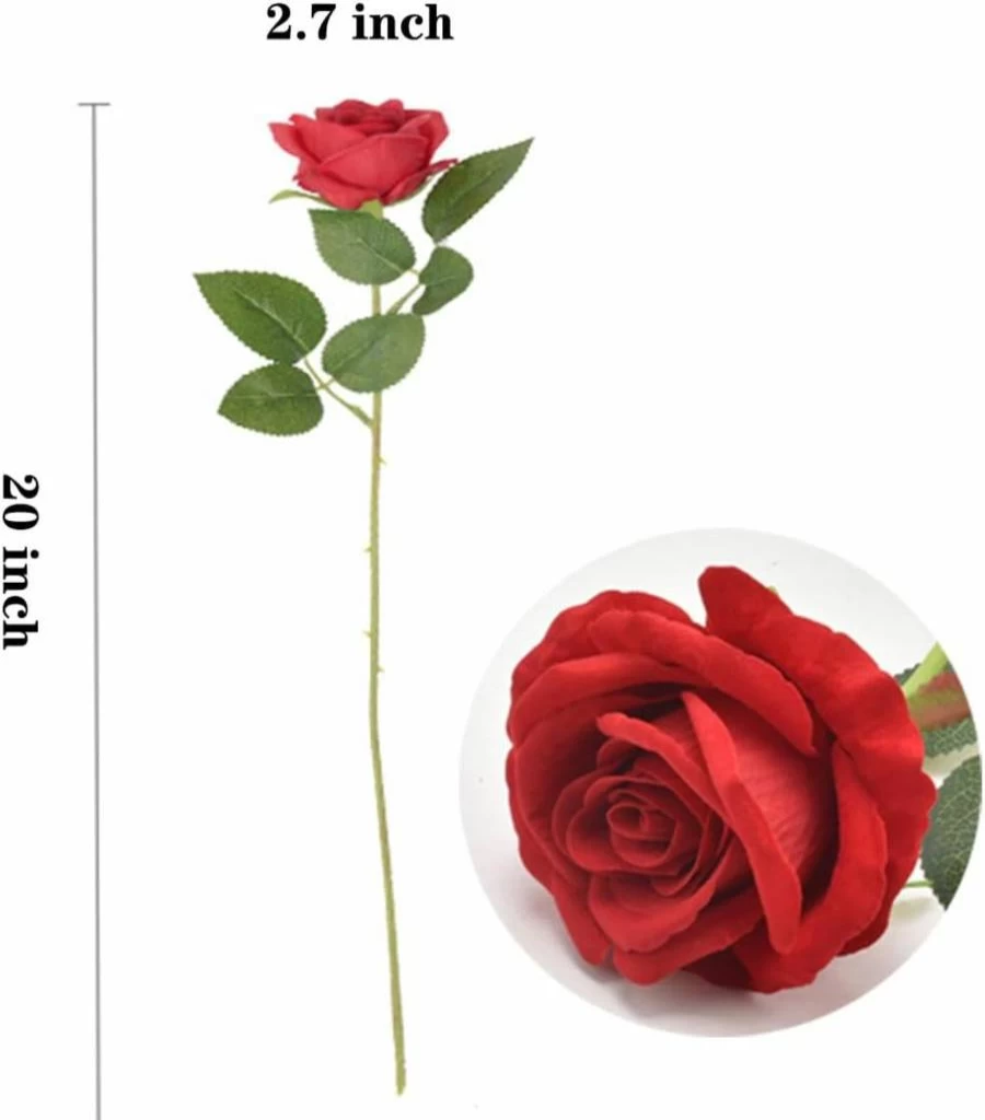 16Pcs TBUY ROSE Artificial Silk Roses Bouquet, Long Stem Faux Flowers for Wedding, Home, Party Decor (Royal Blue)