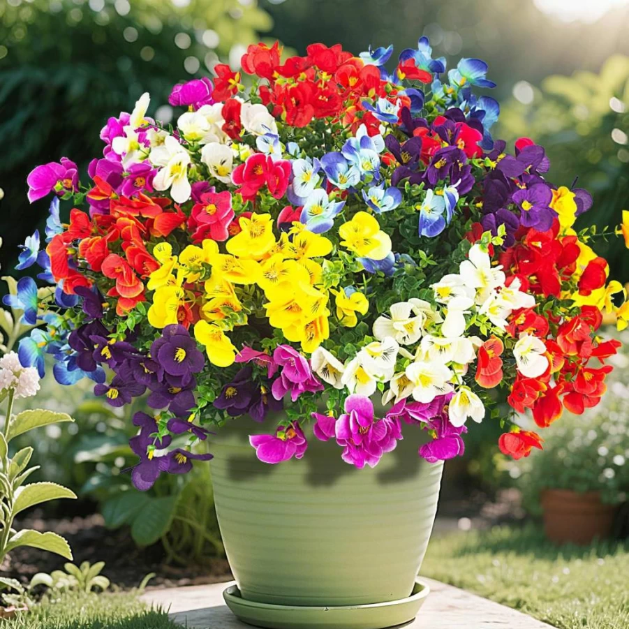 AITISOR 16 Pack Artificial Silk Flowers Outdoor UV Resistant Faux Plants - Realistic Hanging Box Planter for Wedding, Home, Garden, Porch, Patio Decor