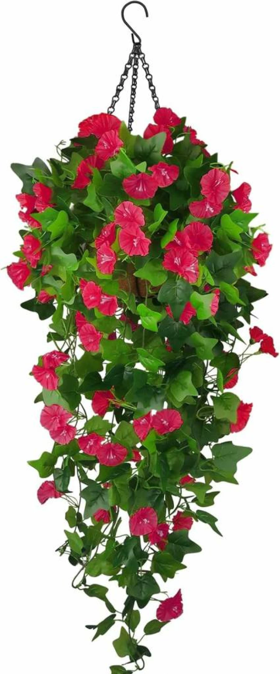 Ankey UV-Resistant Artificial Hanging Flower Basket - Fake Morning Glory, Wisteria & Petunia Plants for Outdoor Garden, Porch, Patio, Balcony Decor