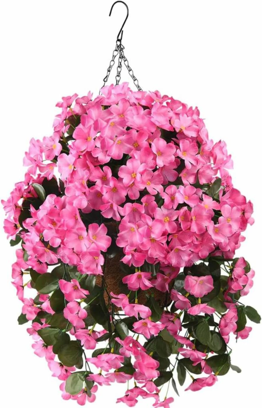 INQCMY Red Artificial Hanging Flowers in Basket - UV Resistant Faux Silk Begonias for Outdoor Garden, Porch, Patio, Balcony Decor - Realistic Spring Summer Hanging Planter