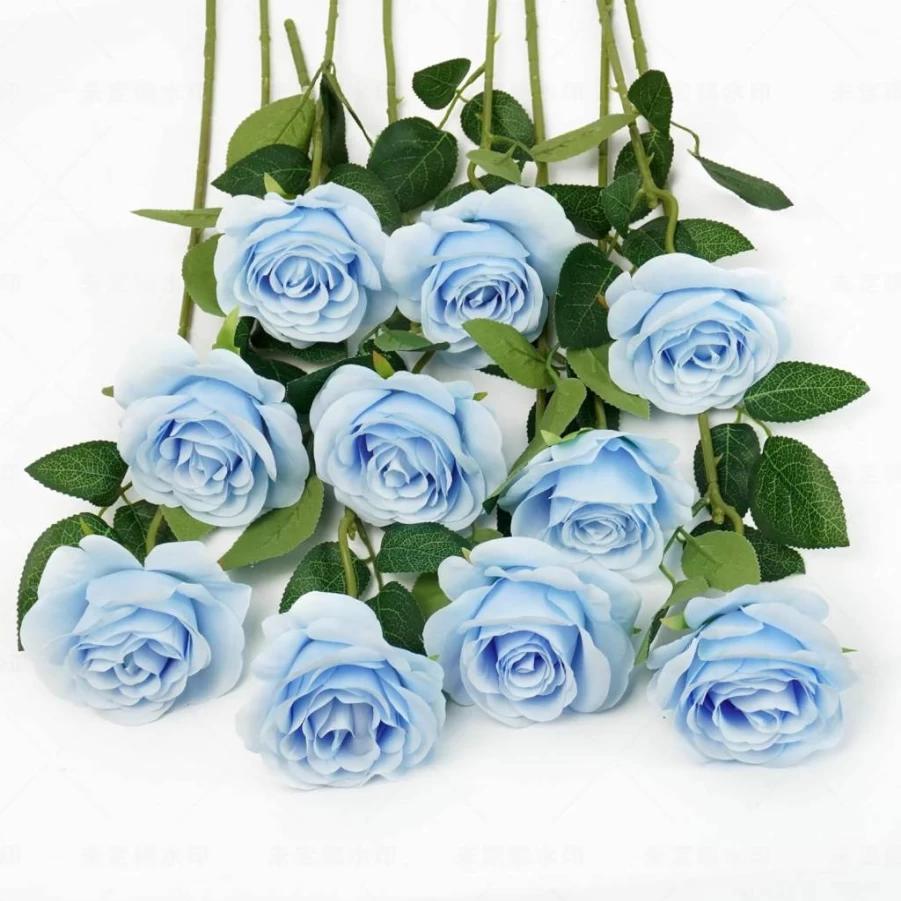 Flojery 10Pcs Light Pink Silk Rose Flowers - Long Stem Fake Roses for DIY Wedding Bouquet, Table Centerpiece, Home Decor