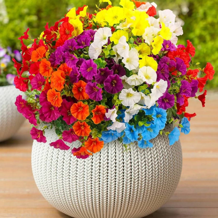 SIECCY 16 Bundles UV Resistant Artificial Morning Glory Flowers for Outdoor Decor - Realistic Faux Silk Plants for Porch, Patio, Planter, Yard, Front Door (Spring Summer Decoration)
