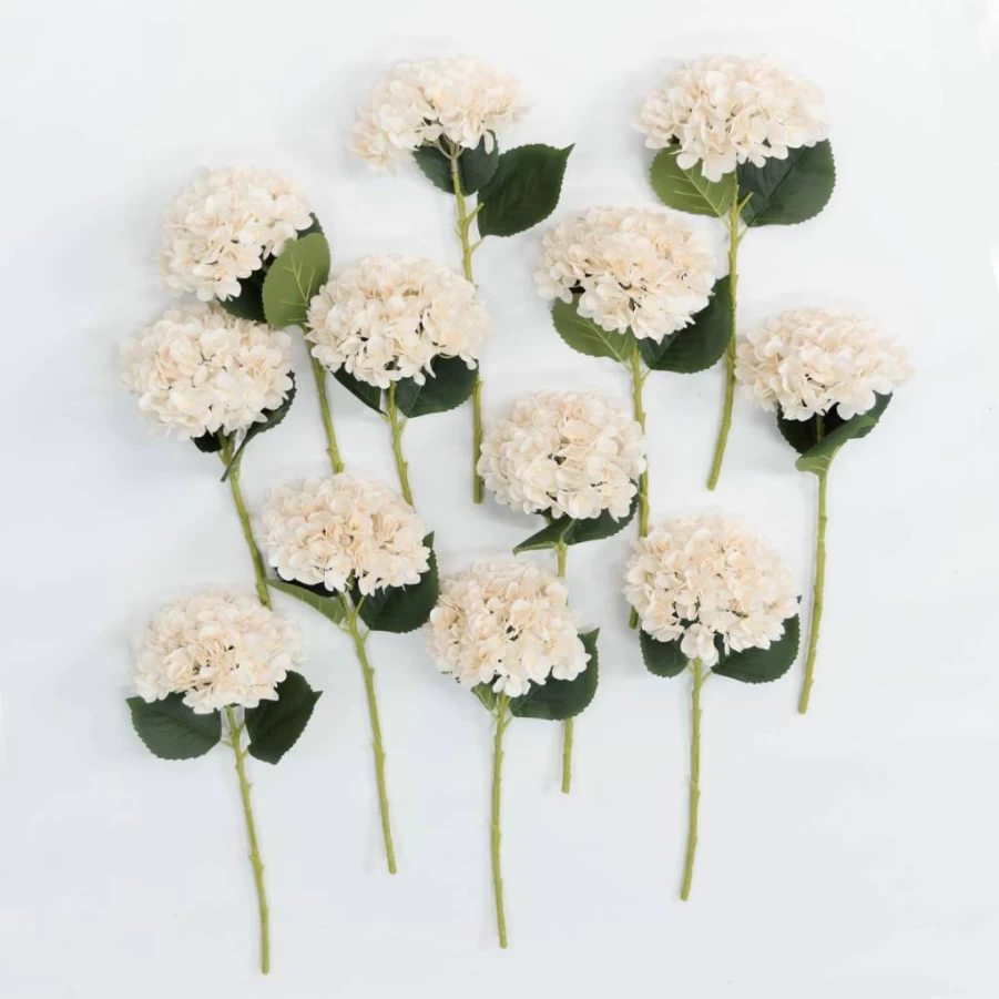 PARTY JOY 5-Pack 15.4 Inch White Artificial Hydrangea Silk Flower Stems - Faux Wedding Bouquet for Centerpieces, Home & Event Decor