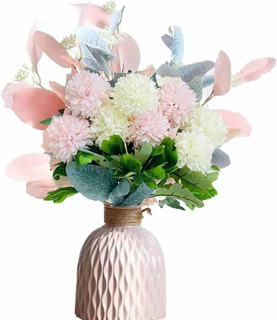 NAWEIDA Artificial Hydrangea Flowers in Vase, Faux Flower Arrangements for Home, Garden, Wedding, and Party Decorations