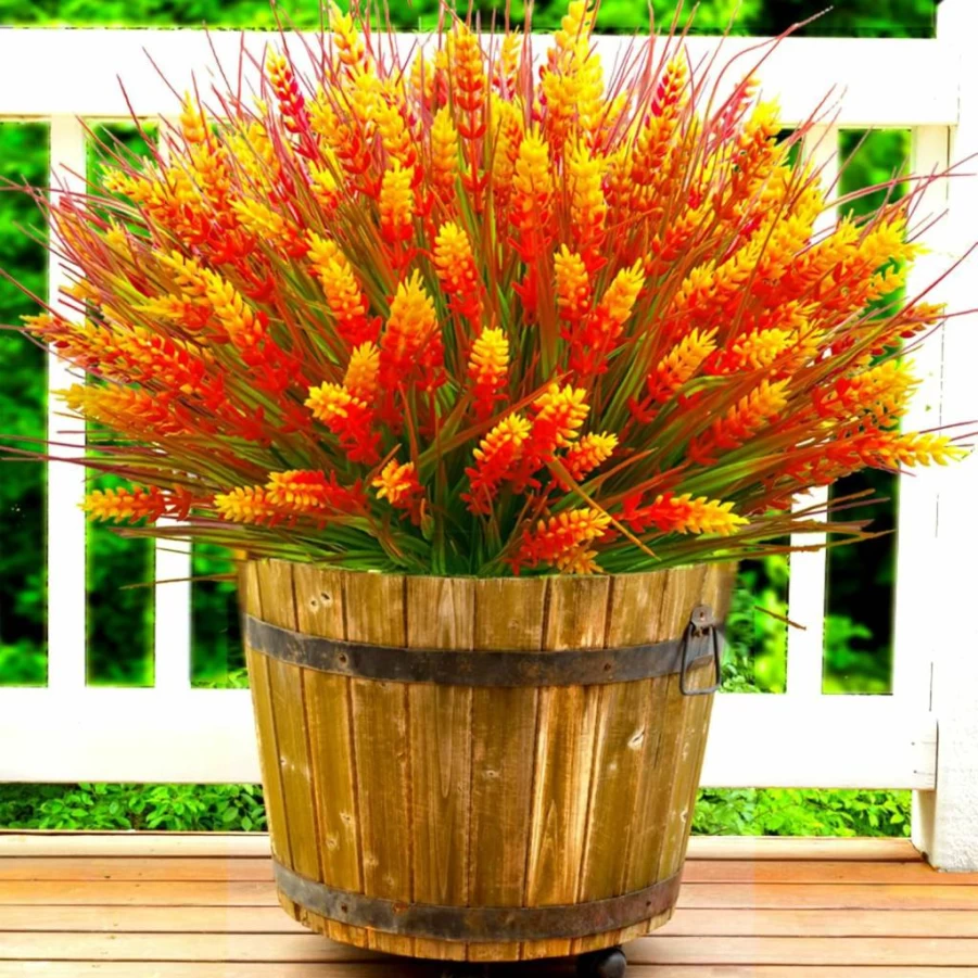 TSTWETO 22 Pcs UV Resistant Artificial Lavender Plants for Outdoor, Fake Flowers Shrubs for Garden Porch Yard Window Box Decor