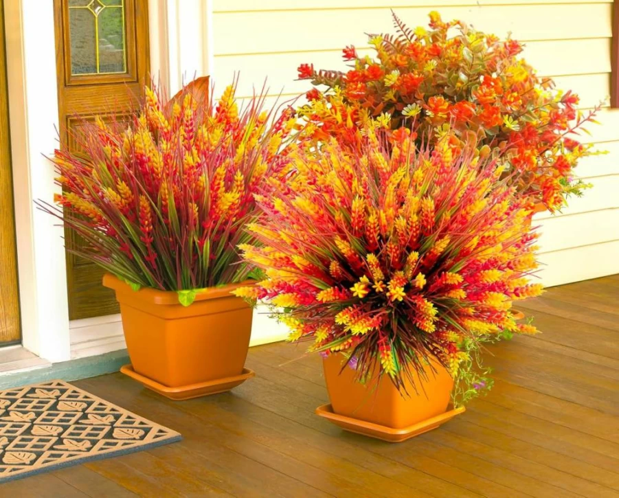 TSTWETO 22 Pcs UV Resistant Artificial Lavender Plants for Outdoor, Fake Flowers Shrubs for Garden Porch Yard Window Box Decor