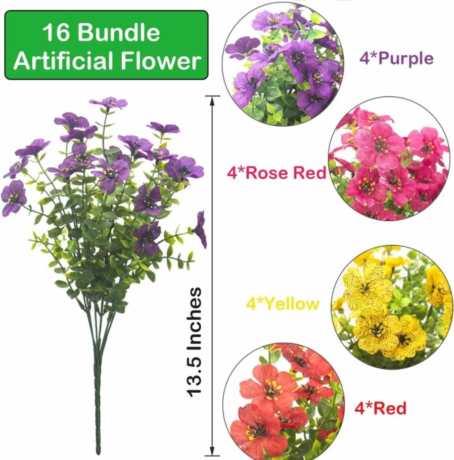 AITISOR 16 Pack Artificial Flowers Fake Plants - Mixed Eucalyptus & Boxwood Greenery for Indoor Outdoor Home Garden Decor