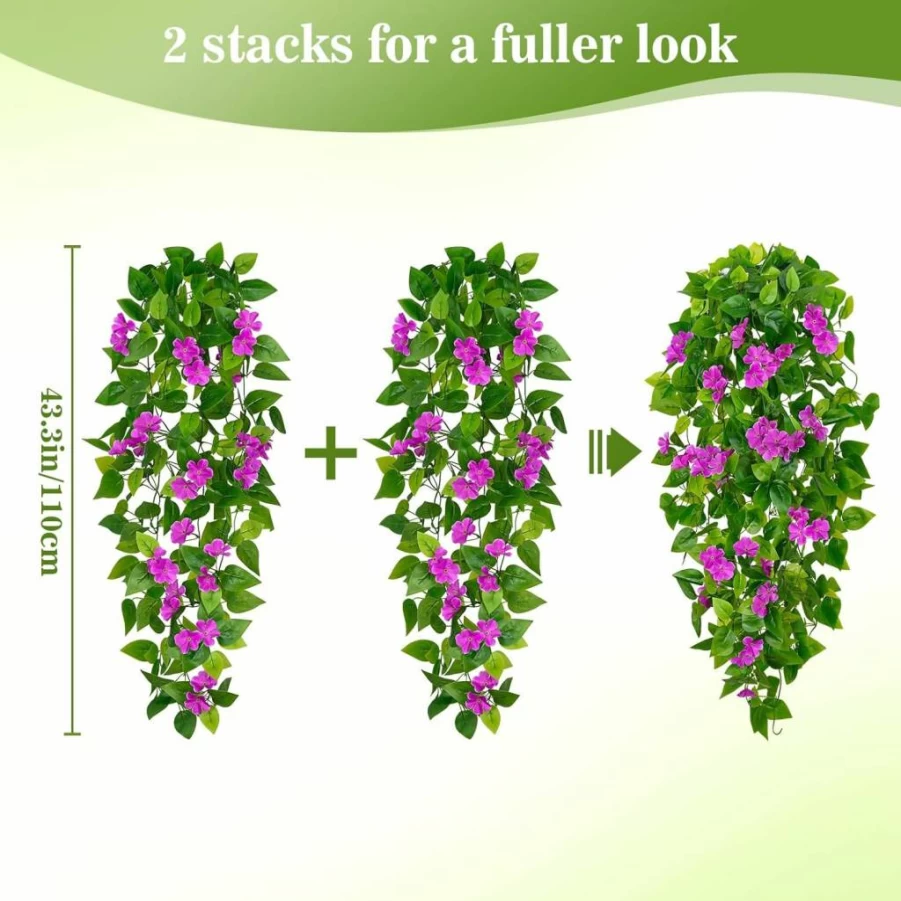 BLEUM CADE 2PCS Artificial Hanging Pothos Vine - Fake Greenery for Indoor Outdoor Wall Decor, No Basket Included