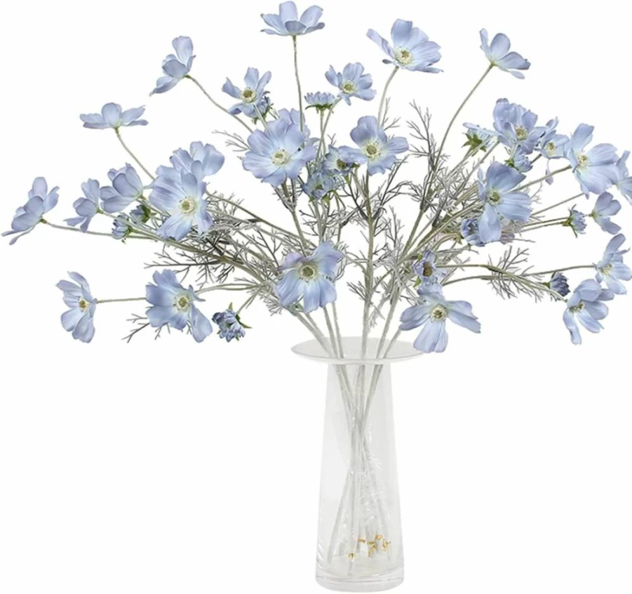 Banxidi 2 Pack White Artificial Cosmos Silk Flowers - 23.6" Fake Plants for Wedding Bouquets, Home Decor, Table Centerpieces, Kitchen, Garden, and Party Arrangements
