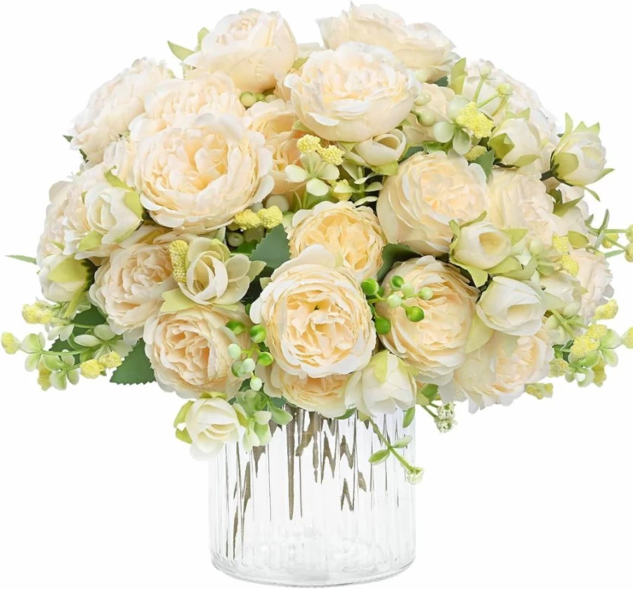 MARTINE MALL Artificial Peonies Bouquet - 2 Pack Silk Fake Flowers for Wedding Centerpiece, Home Decor, Party Table Decorations in Mixed Pink