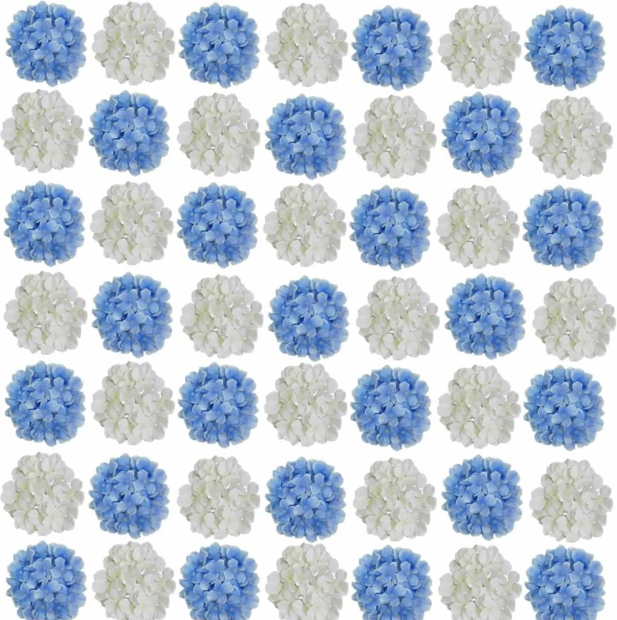 Cherica White Artificial Hydrangea Flowers Bulk - 30 Pcs Faux Silk Hydrangea Heads with Stems for Wedding Decor, Home Decoration, and Floral Arrangements