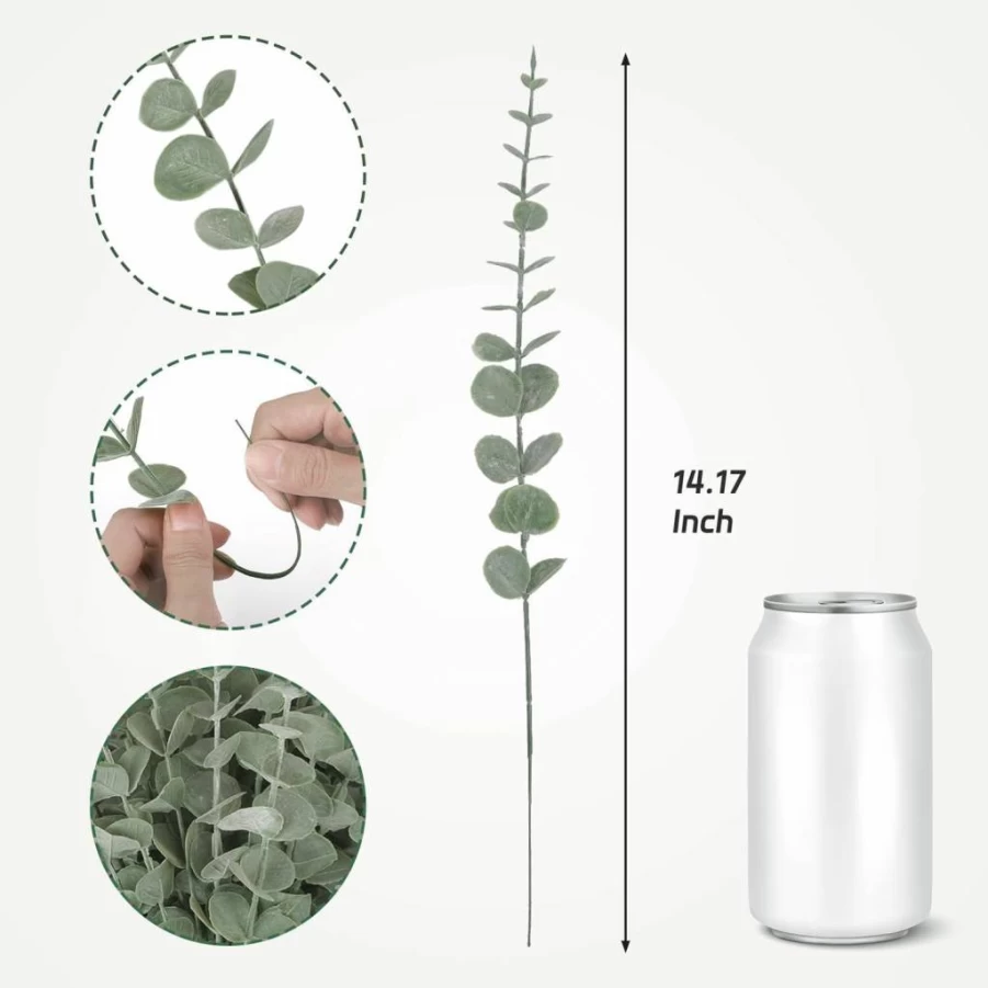 CEWOR 24Pcs Artificial Eucalyptus Stems - Fake Greenery Branches for Wedding Centerpieces, Spring Easter Decor, Farmhouse Home Decoration