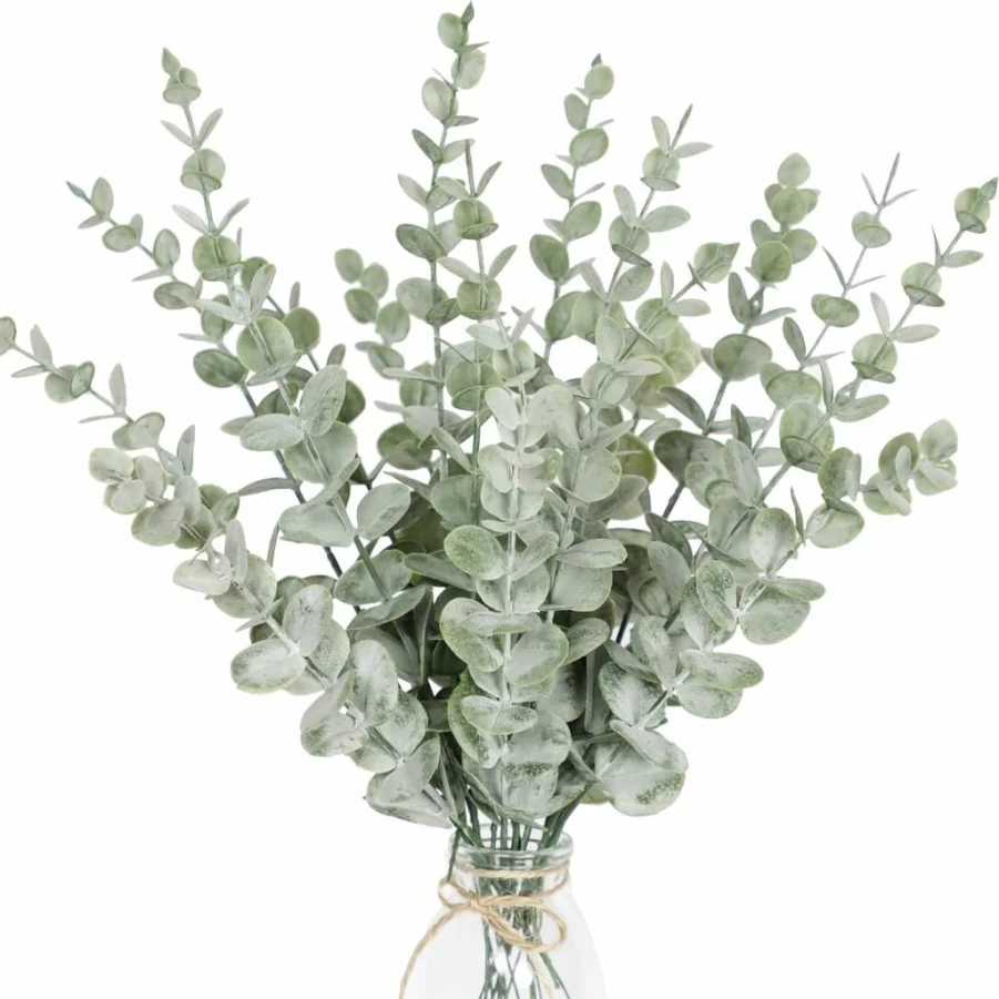 Tiyard 18Pcs Artificial Eucalyptus Stems - Fake Greenery Leaves for Wedding Bouquet, Home Office Decor, Christmas Centerpiece 2025