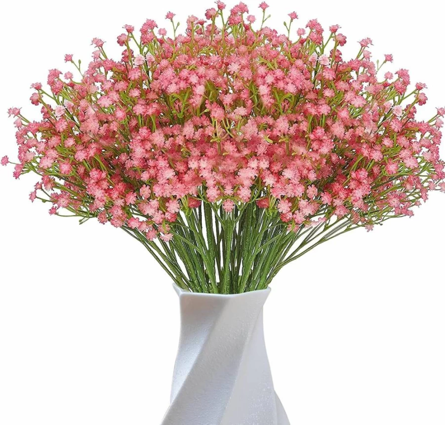 JIFTOK 24-Piece Real Touch Silk Gypsophila Bouquet - White Artificial Baby's Breath Flowers for Wedding, Christmas, Party, Home, Office, and Garden Decorations