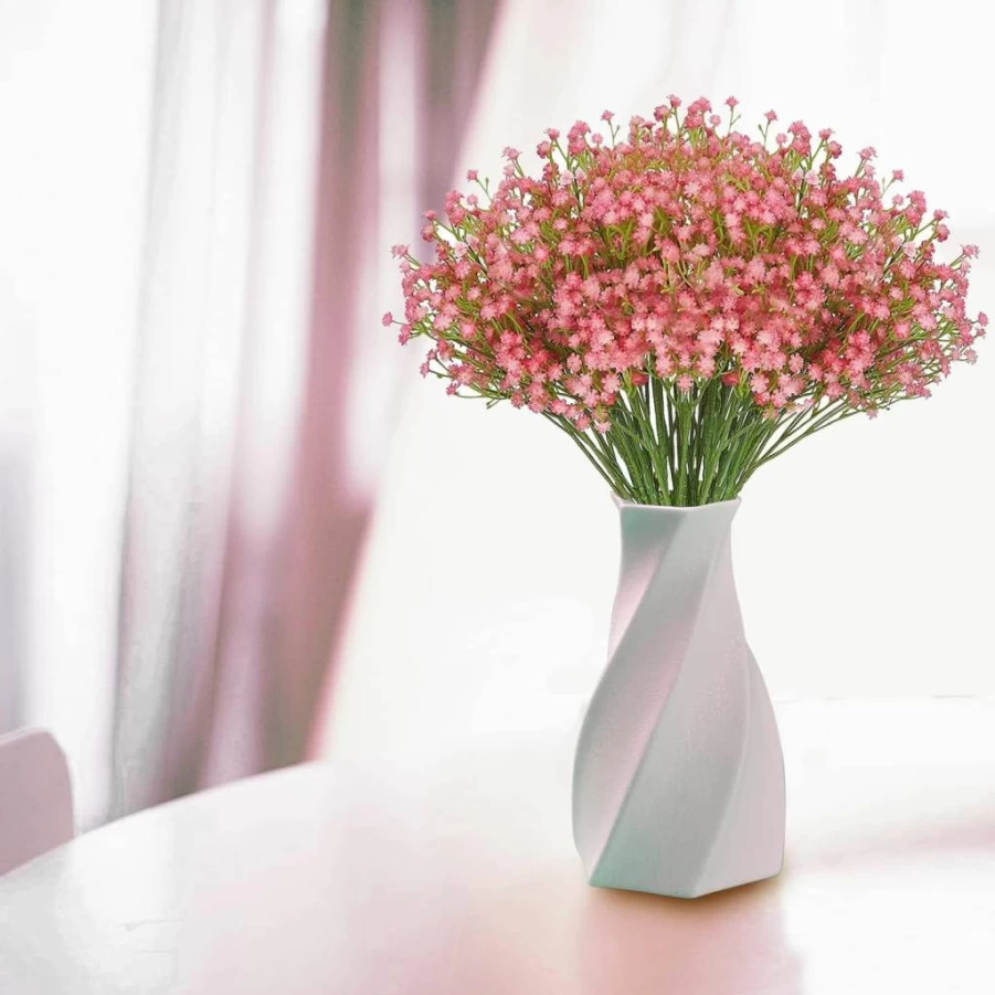 JIFTOK 24-Piece Real Touch Silk Gypsophila Bouquet - White Artificial Baby's Breath Flowers for Wedding, Christmas, Party, Home, Office, and Garden Decorations