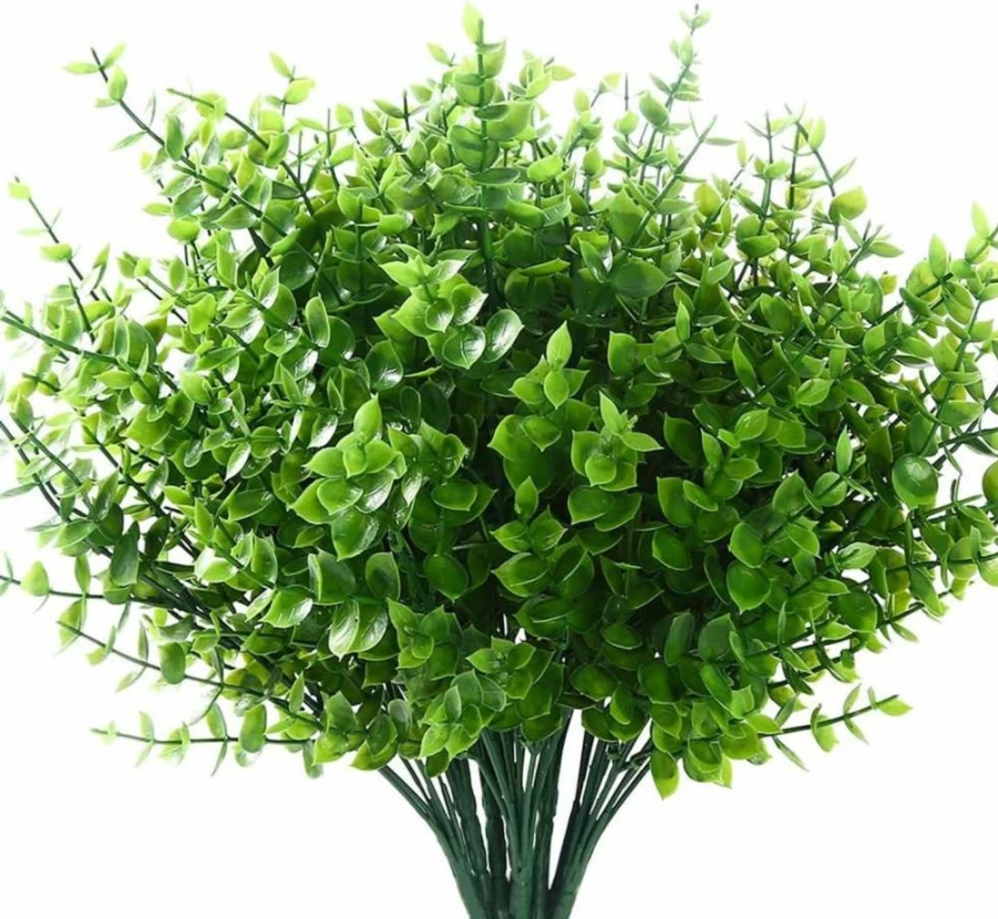 GREENRAIN UV Resistant Artificial Flowers Outdoor Fake Plants for Garden Porch Window Box Decor - 6 Bundles Faux Plastic Flowers in Yellow (No Fade)