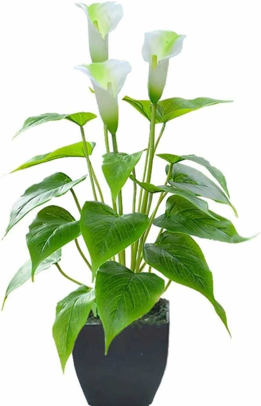 Beebel Artificial Calla Lily Potted Plant - Small Faux Orange Bonsai Flower in Black Pot for Home, Office, Indoor & Outdoor Decor