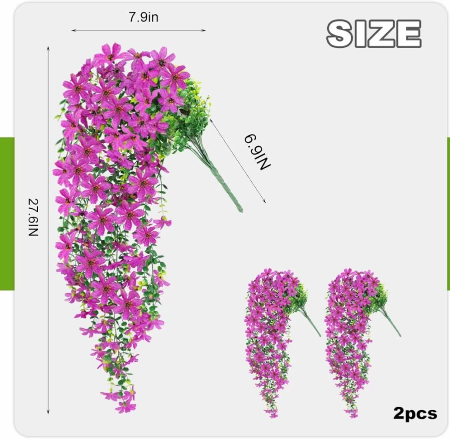 ADXORA 2 Pack Artificial Hanging Daisy Flowers with Eucalyptus Leaves - Faux Silk Long Vine Decor for Outdoor Porch, Patio, Balcony, and Home Wall Spring Decoration
