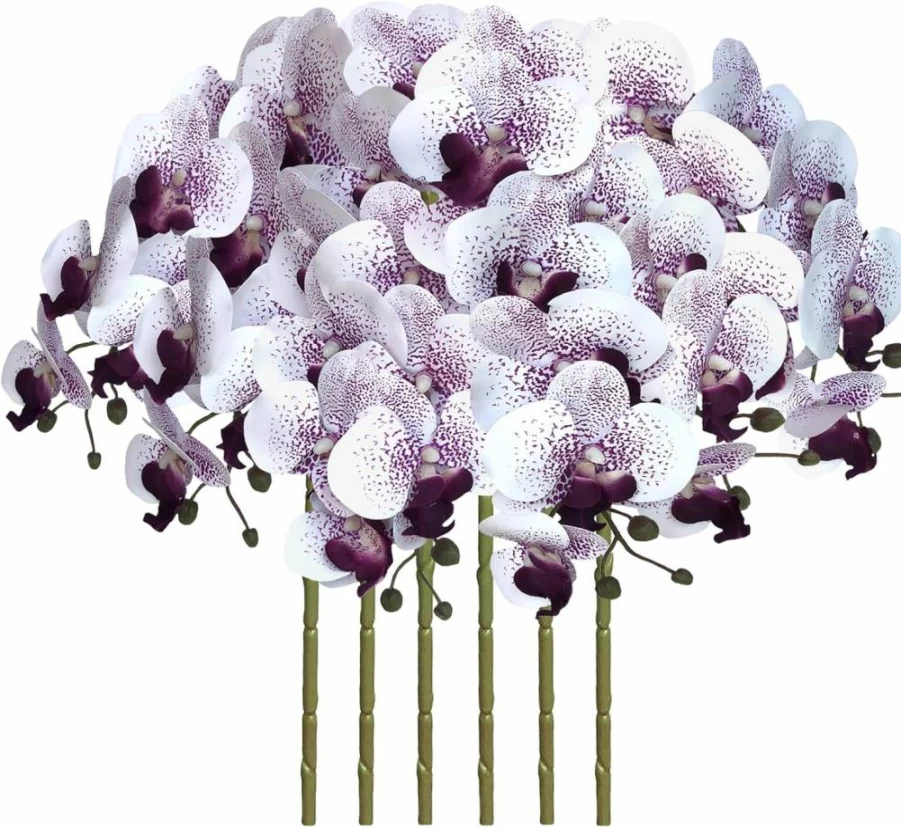 FagusHome 32 Inch Artificial Phalaenopsis Orchid Stems - 6 Pack Silk Fake Flowers for Home Decor, Wedding, Office, and Party Arrangements