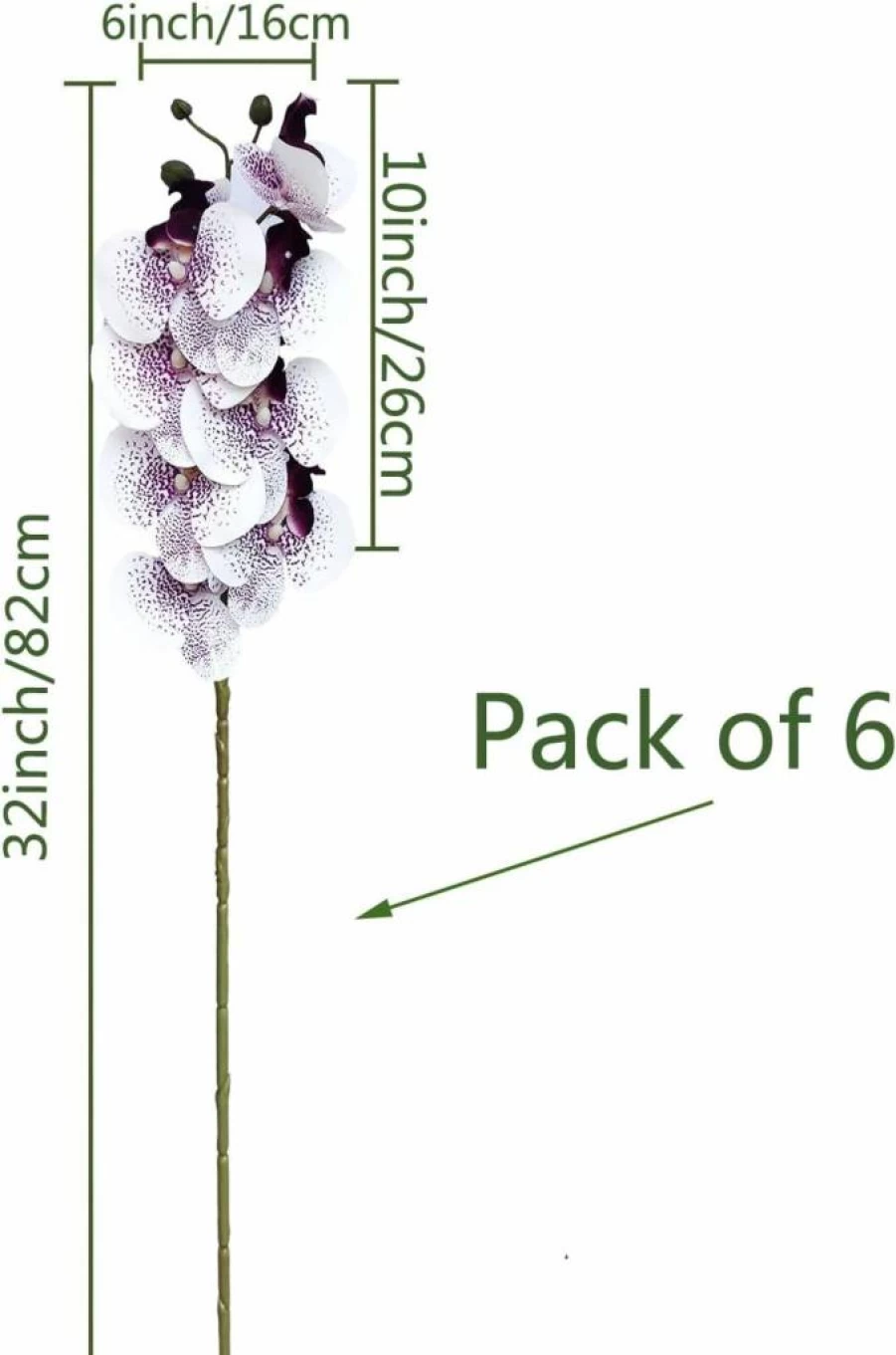 FagusHome 32 Inch Artificial Phalaenopsis Orchid Stems - 6 Pack Silk Fake Flowers for Home Decor, Wedding, Office, and Party Arrangements