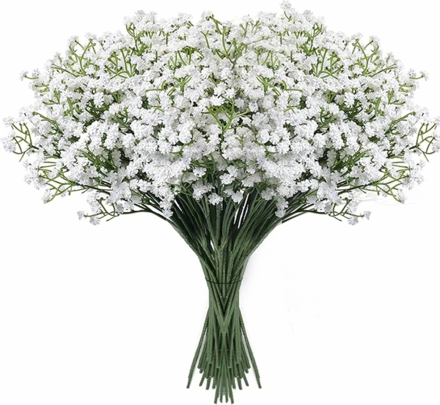 LYLYFAN 12-Pack Real Touch Baby's Breath Artificial Flowers for Wedding, Home, and Garden Decor - Gypsophila Bouquets
